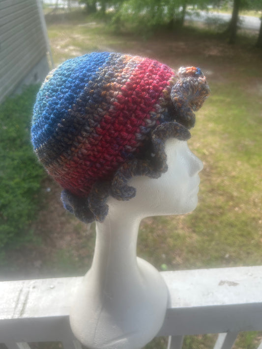 Crochet 1-Row Ruffled Beanie